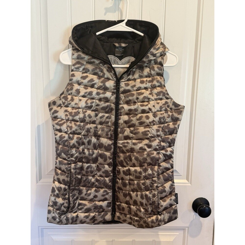 Obermeyer Kassi Down Puffer Vest Small Cheetah Leopard Hooded Ski Winter